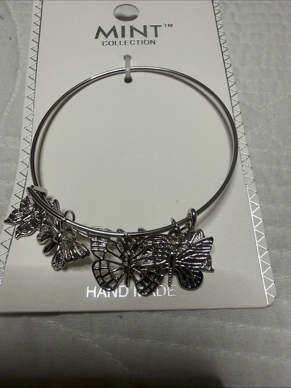 Set of 2 MINT Collection Silver Butterfly Charm Bracelet